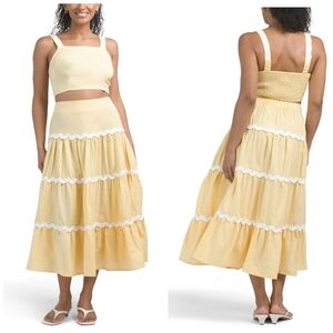 💛🔹️Us Together🔹️ Butter Yellow  2 Piece Top And Tiered Maxi Skirt SIZE XL